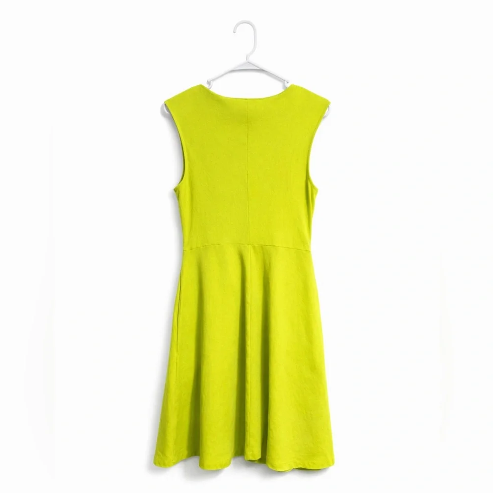 New York & Company Neon Lime Fit Flare Dress Small - Picture 2 of 2